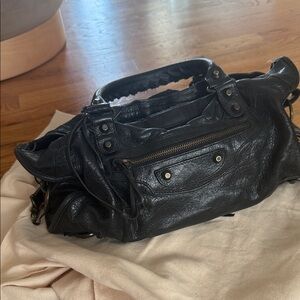 Balenciaga Black Leather Shoulder Bag